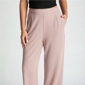French Taupe Soft Seam Pull On Wide Leg Trouser